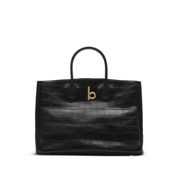 Burberry Structured Black Crocodile Pattern Bag - NWT - Picture 1 of 5